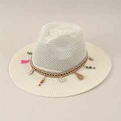 Men's Summer Straw Sun Visor Hat Big Eaves Outdoor Fishing Travel Beach Hat