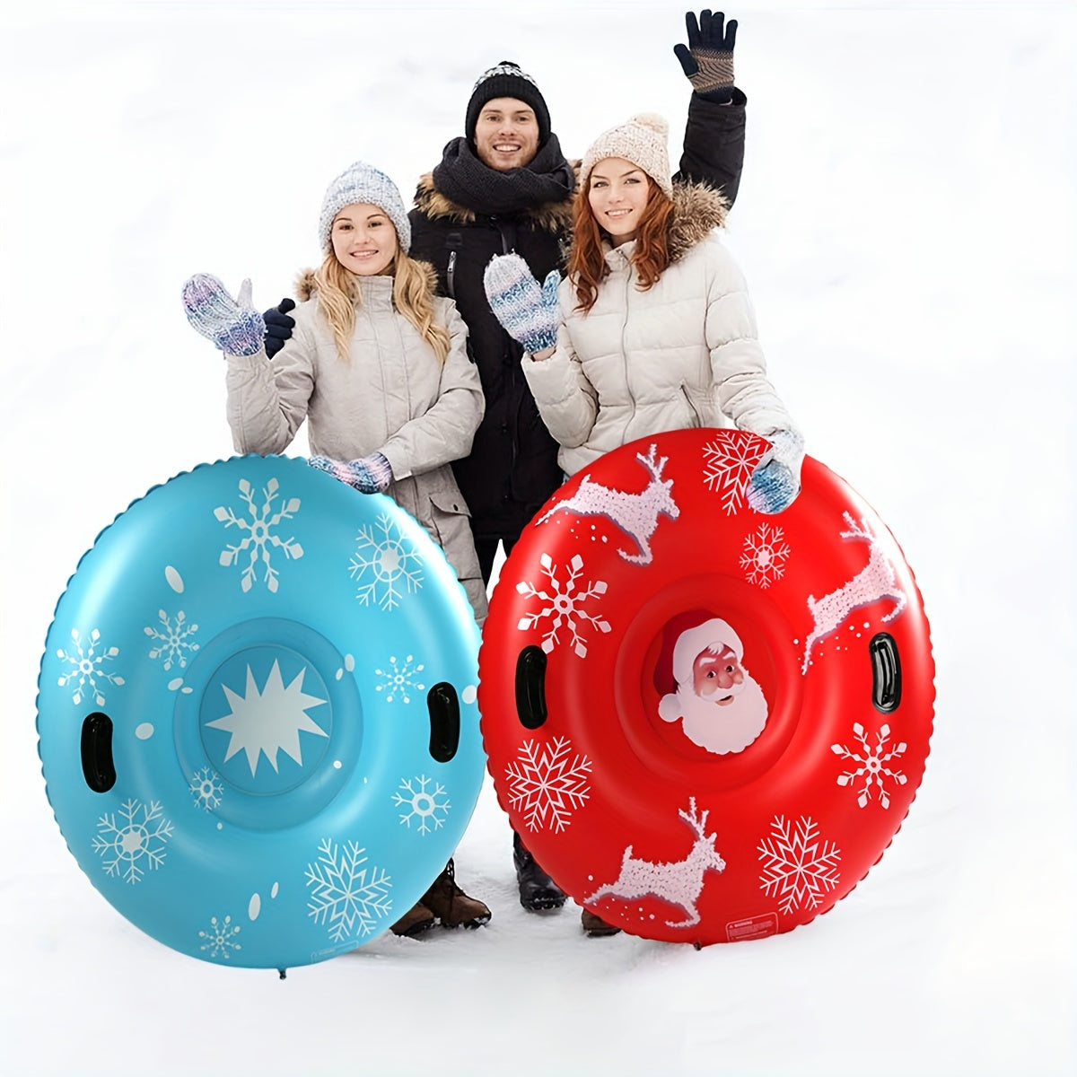 47in 55in Inflatable Skiing Sled Dual Handle Winter Outdoor Activity