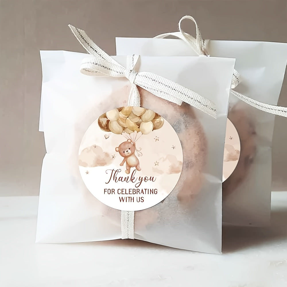 2-Inch Bear Thank You Stickers for Baby Shower - Birthday Party Decorations