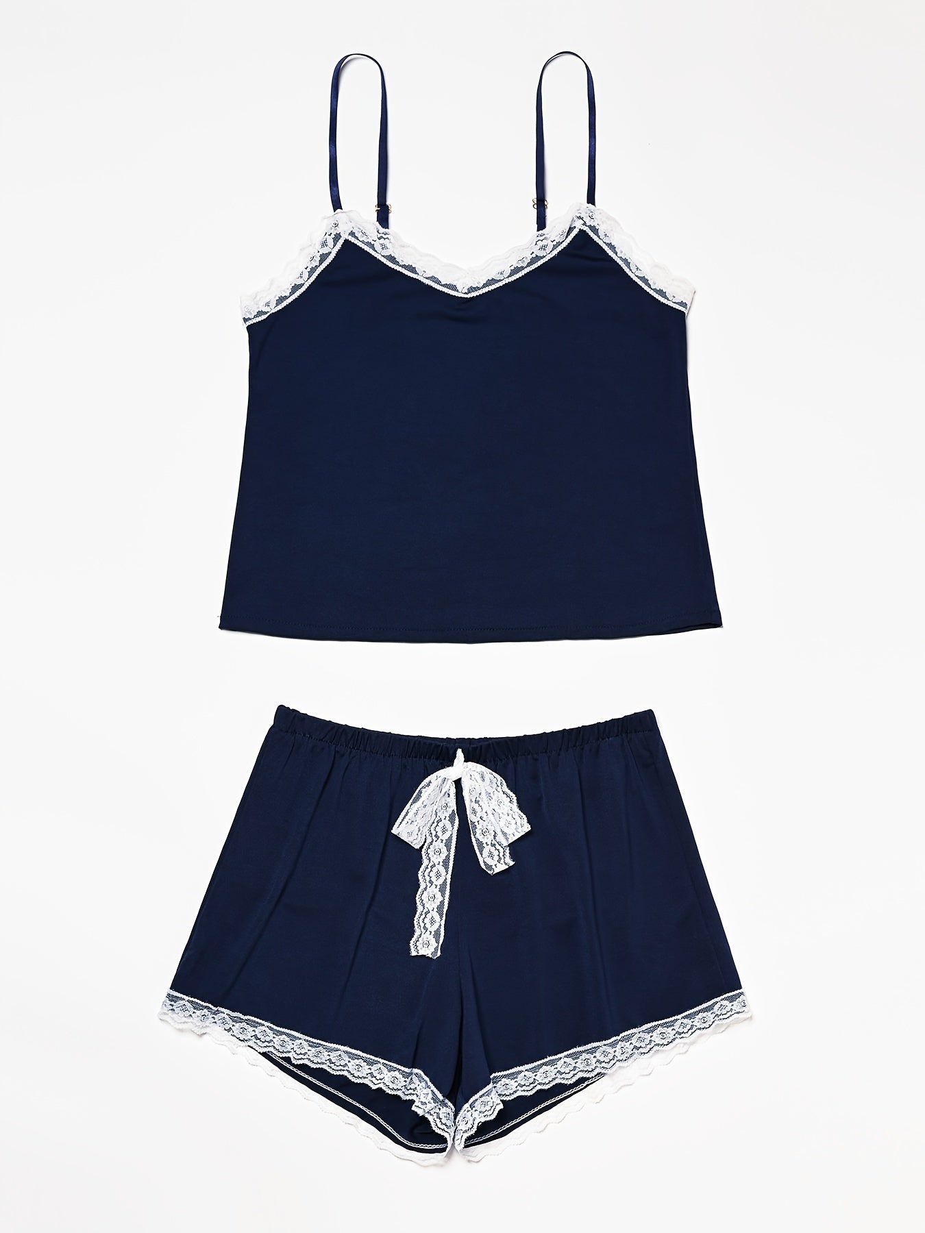 Lace Trim Pajama Set Cami Top & Shorts Women's Sleepwear