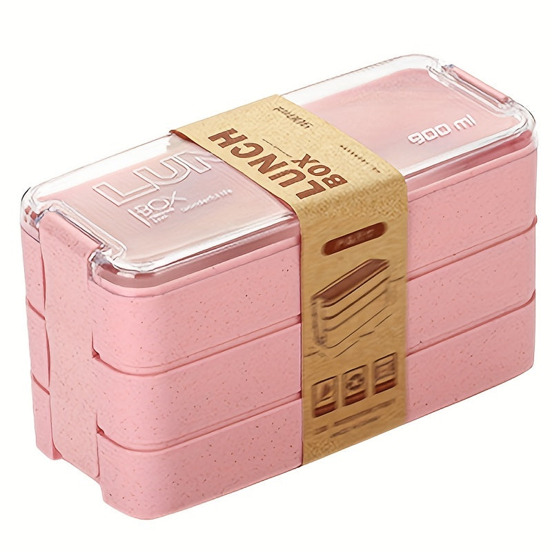 3-Tier Bento Box Lunch Box with Cutlery for Picnic & School