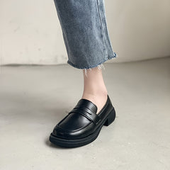Women's Low Heel Loafers Anti slip Chunky Slip On Shoes
