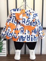 Boys Dinosaur Windbreaker Hooded Jacket Full Print Long Sleeve Zip Up Waterproof