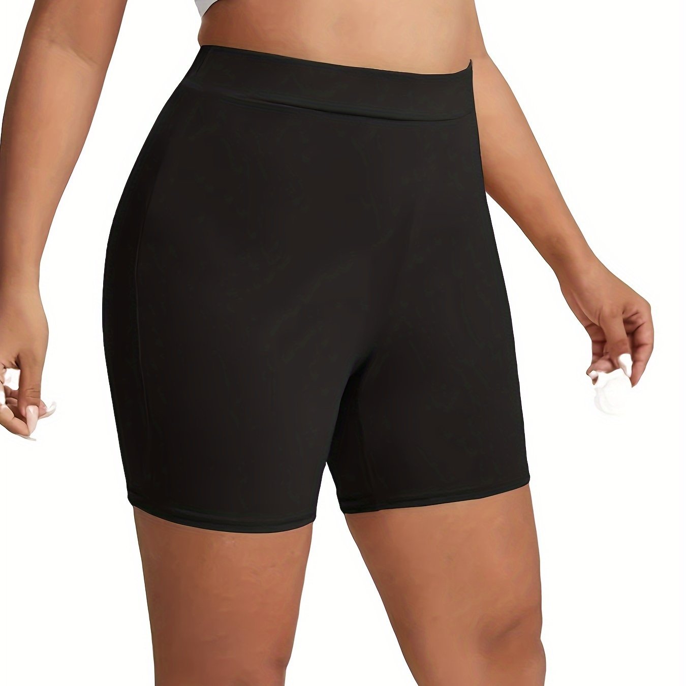 Women's Plus Solid High Rise High Stretch Biker Shorts