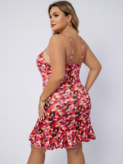 Print Scoop Neck Ruffle Trim Sleep Dress