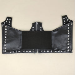 Punk PU Leather Zipper Belt Rivet Decor Underbust Corset Wide Waistband