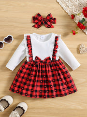 Toddler Baby Girls Stylish Red Block Bow Dress