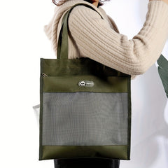 Large Capacity Shoulder Bag with Mesh Bag for Work School College