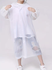 Kids Reusable Transparent Raincoat Button Front