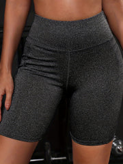 Solid High Stretch Biker Shorts With Pockets