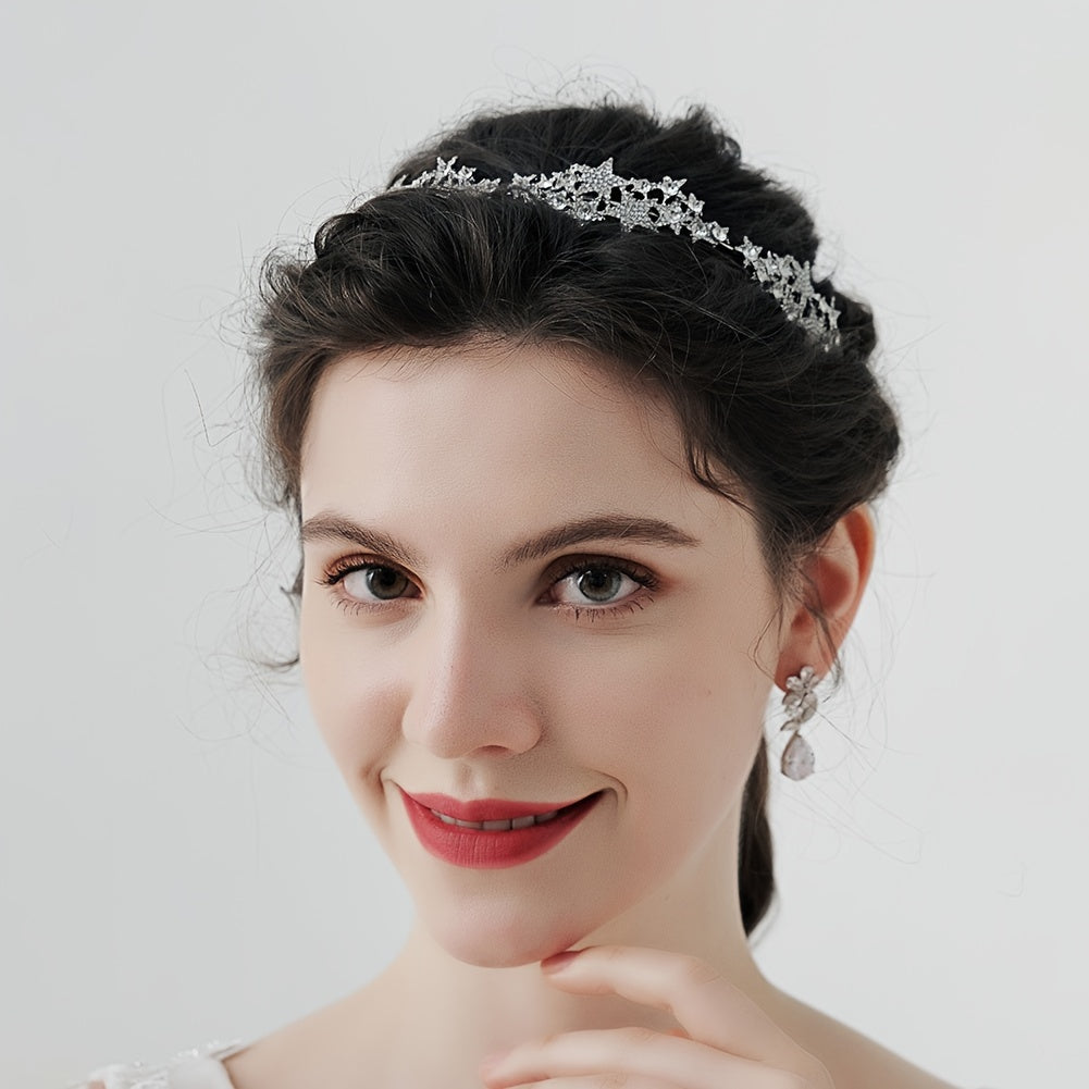 Crystal Stars Alloy Tiaras Crown for Women Prom Hair Accessories
