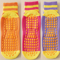 3 Pairs Baby Girl Non Slip Socks Rubber Dot Bottom Cotton Blend
