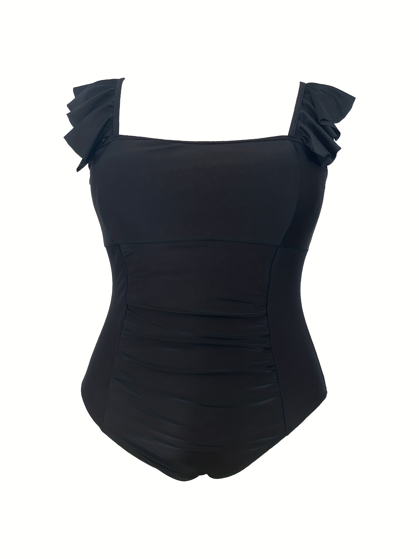 Swimsuit Women's Ruffle Trim Square Neck One Piece Swimsuit