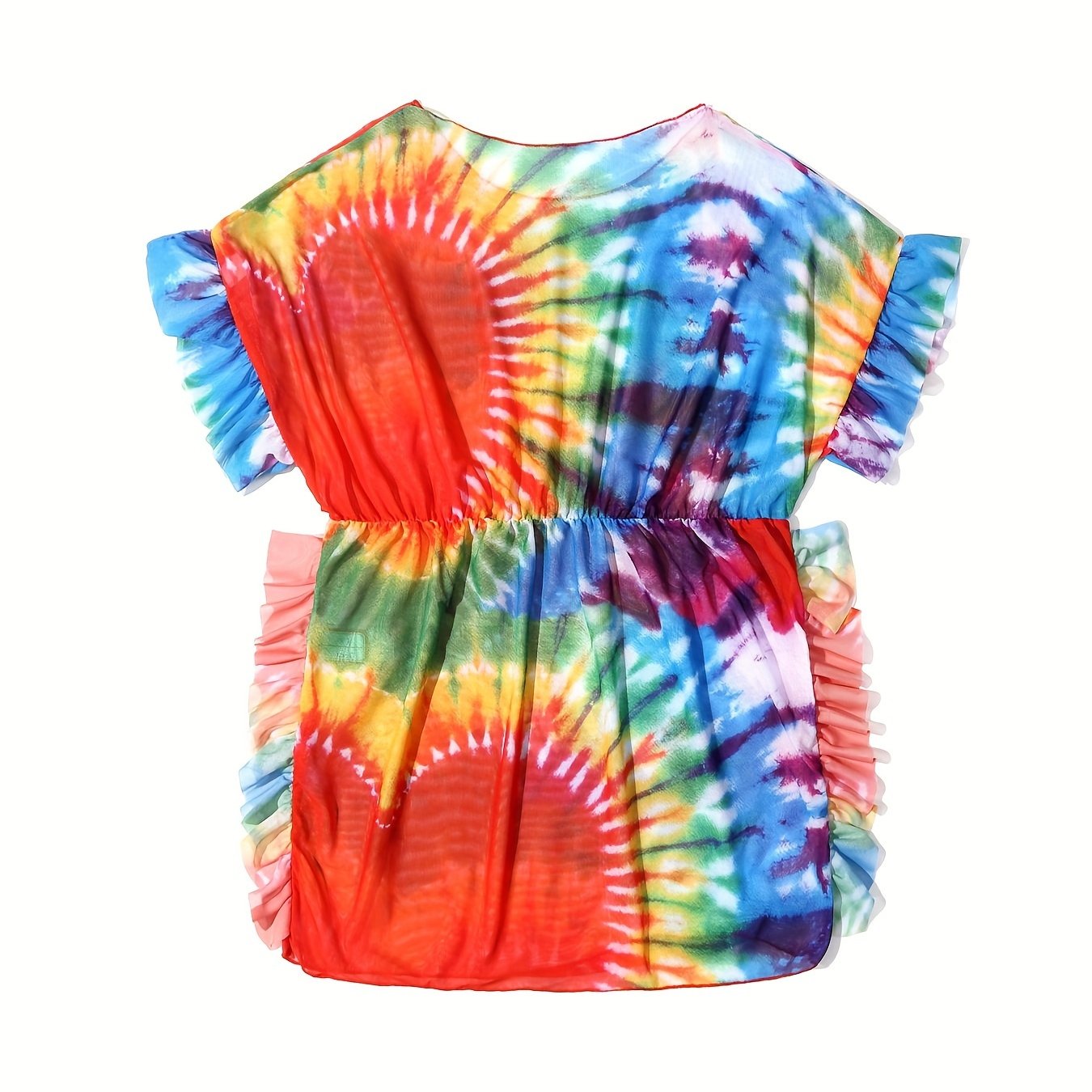 Rainbow Tie Dye Cover Up For Girls - Summer Beach Vacation Gift