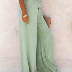 Smocked Waist Wide Leg Pants Women's Clothing