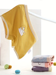 4pcs Girls Boxer Briefs Elastic Waist Astronaut Rabbits Print Underwear