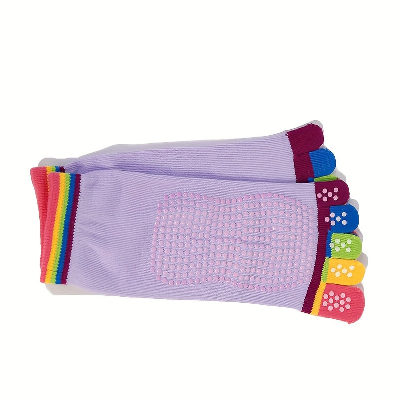 Rainbow Yoga Socks Five Toe Split Non-slip Dance Socks For Pilates Yoga Ballet
