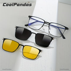Polarized Magnet Clip On Glasses Men Night Vision Sunglasses Set