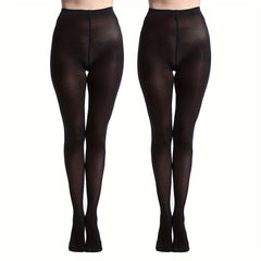 2 Pack Solid Slim Pantyhose Women's Hosiery