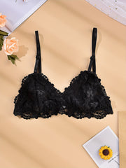Floral Lace Unlined Wireless Bra Lightweight & Breathable Women's Lingerie