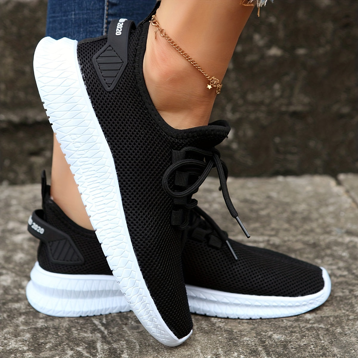 Women's Lace up Breathable Mesh Sneakers Casual Running Shoes