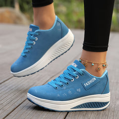 Women's Graffiti Wedge Sneakers Height Increased Athletic Walking Shoes