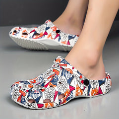 Women's Floral Pattern Clogs Slip On Pillow Slides