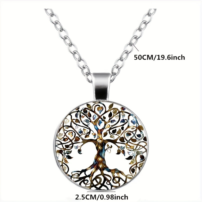 Tree Of Life Glass Pendant Set Vintage Jewelry Gift