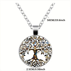 Tree Of Life Glass Pendant Set Vintage Jewelry Gift