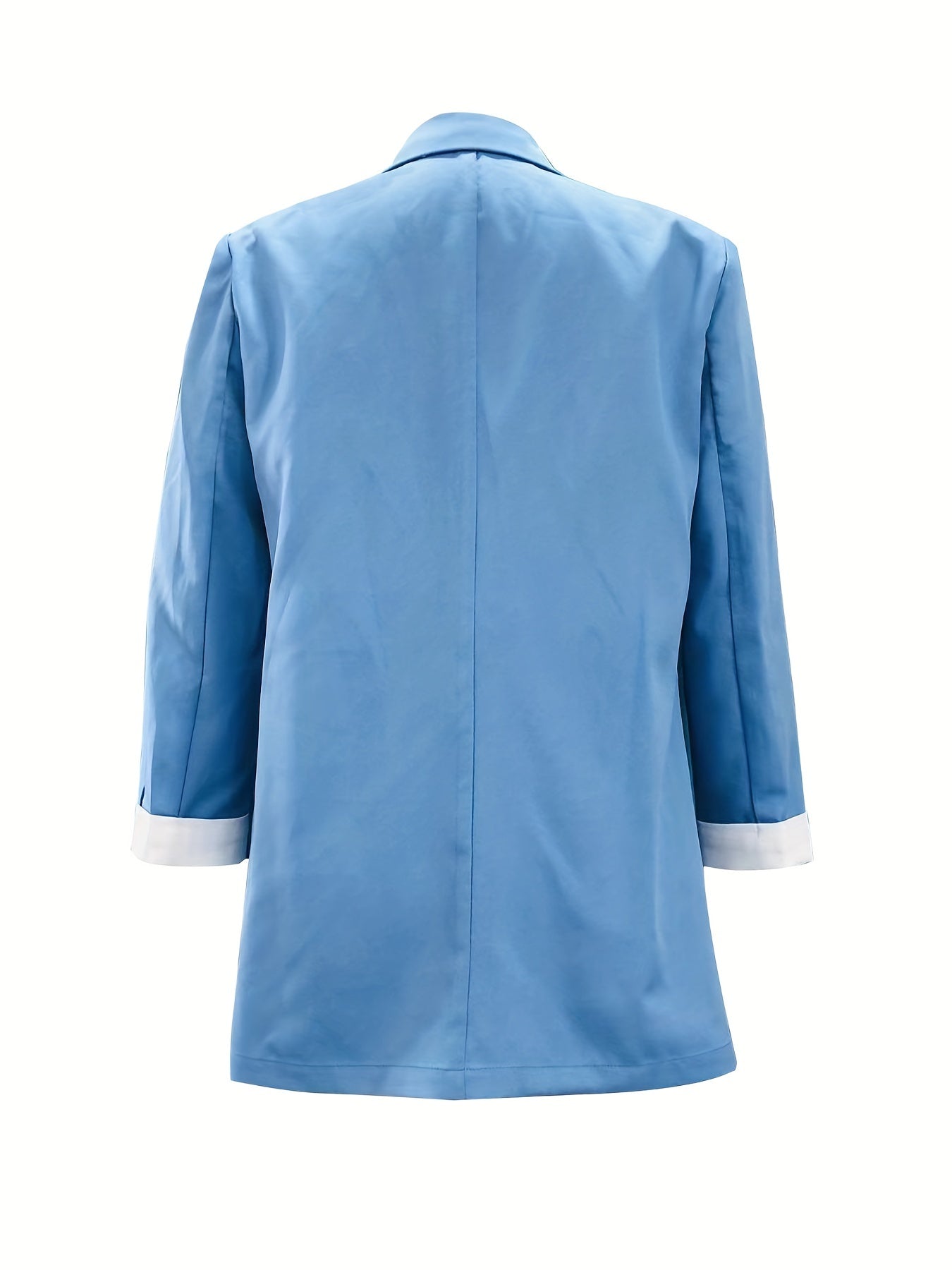 Solid Pockets Blazer Casual Lapel Button Front Blazer For Office Women