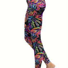 Women's Leaf Print Leggings for Yoga Running Fitness