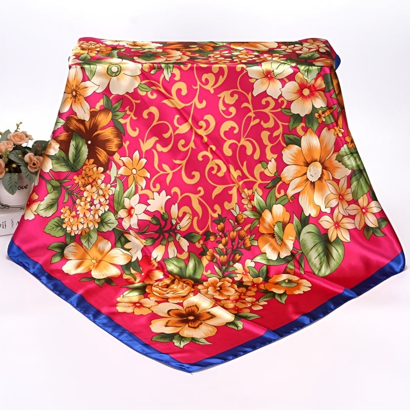 Silk Scarf Thin Large Square Scarf Shawl Neck Head Scarf Print Hair Wrap