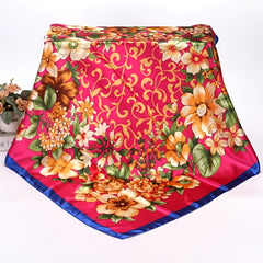 Silk Scarf Thin Large Square Scarf Shawl Neck Head Scarf Print Hair Wrap