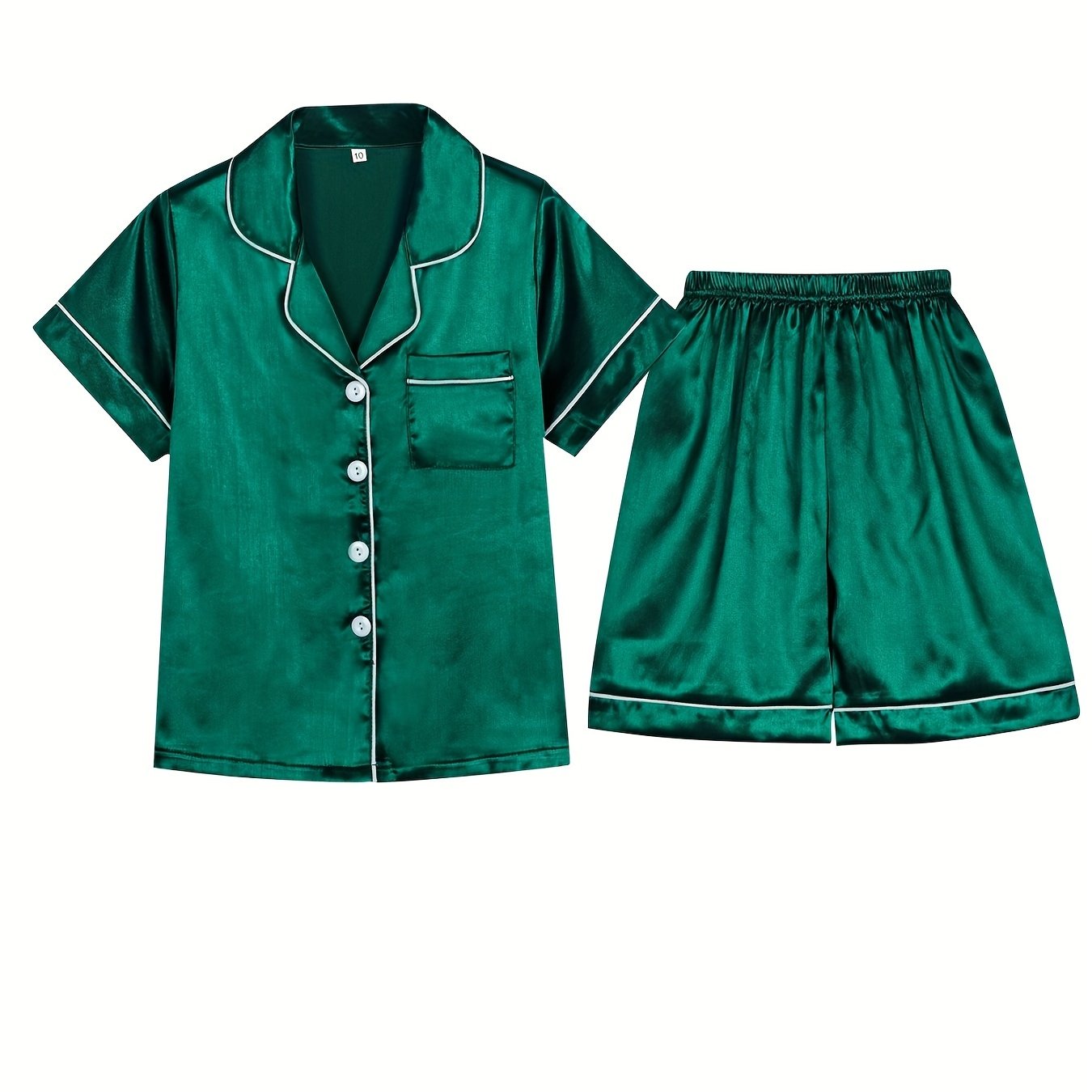 Boys Green Pajama Top & Shorts Set