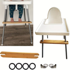 Adjustable Bamboo Baby High Chair with Footrest