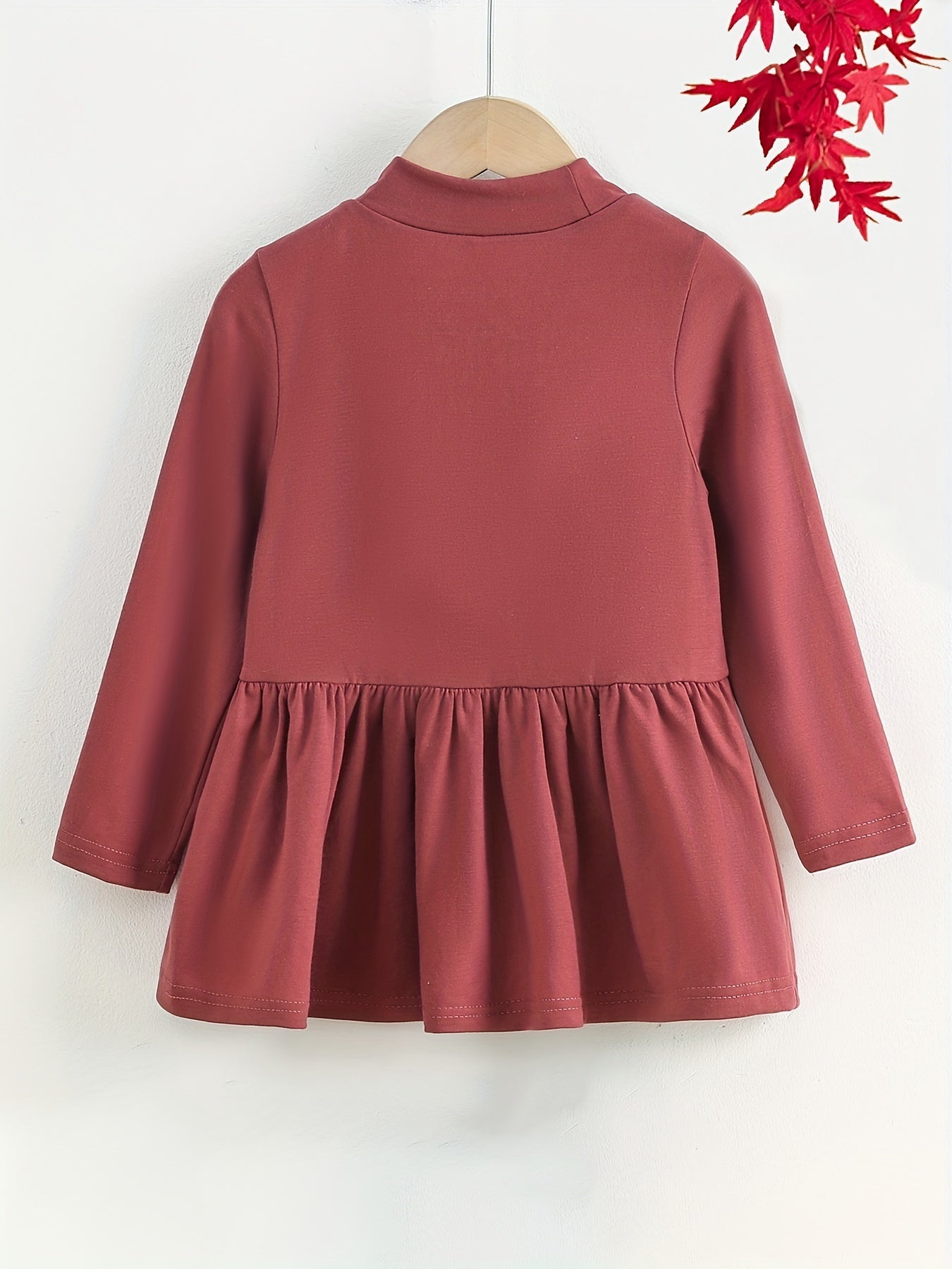 Girls Stand Collar Peplum Top Long Sleeve