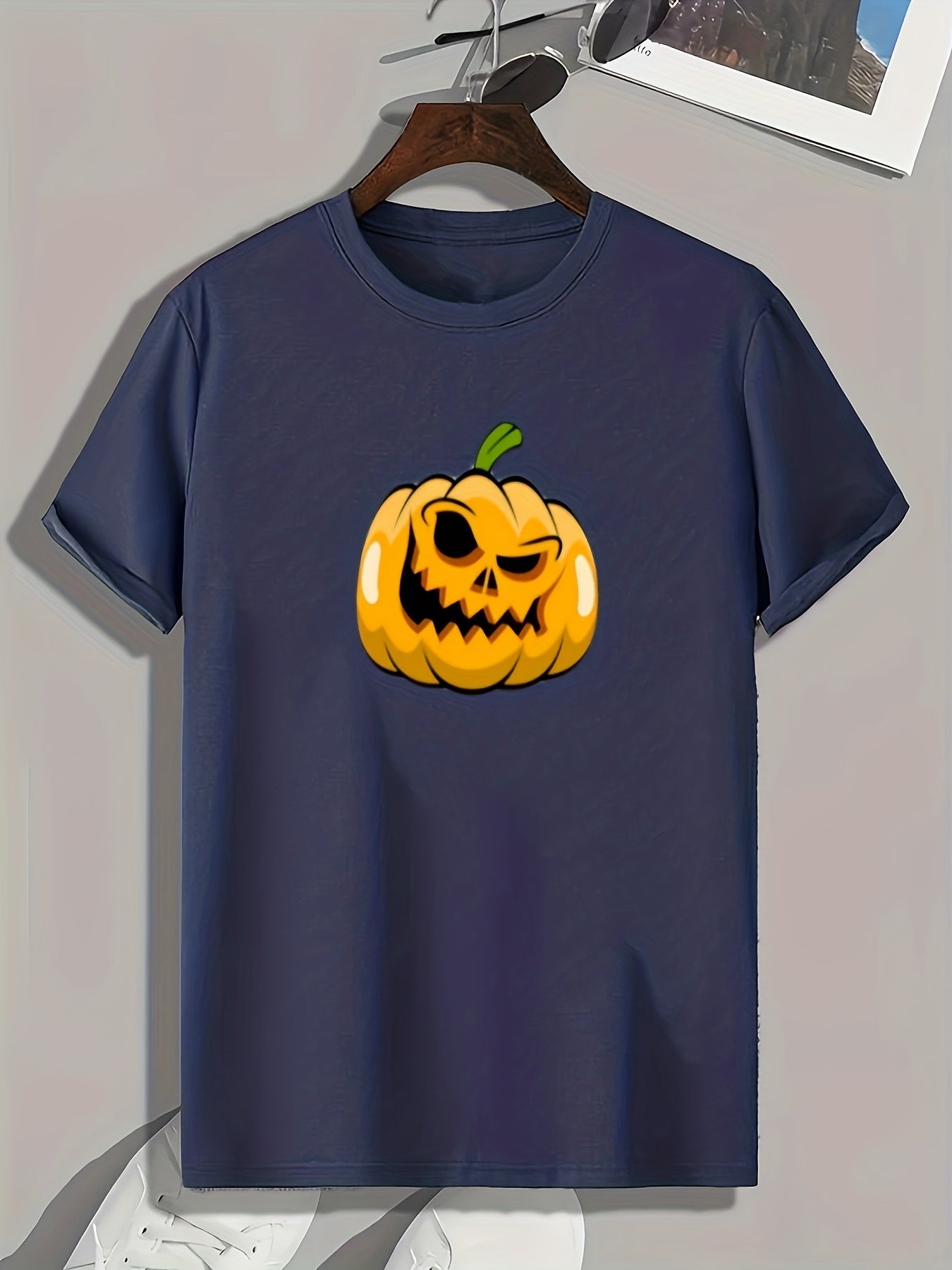 Halloween Pumpkin Print Men's Tee Casual Comfy Shirt