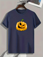 Halloween Pumpkin Print Men's Tee Casual Comfy Shirt