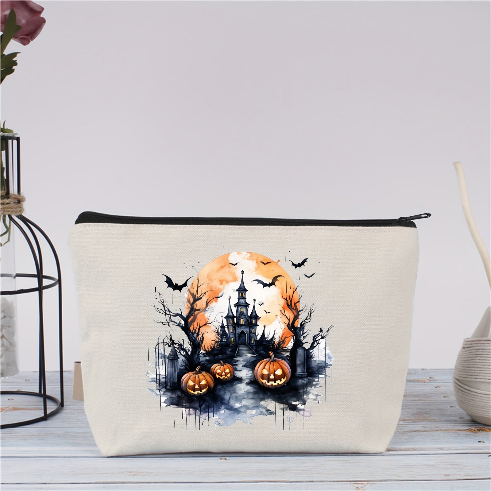 Halloween Makeup Bags Travel Pouches Toiletry Bags Canvas Zipper Makeup Bags