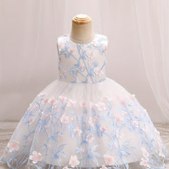 Baby Girls Floral Embroidery Sleeveless Dress