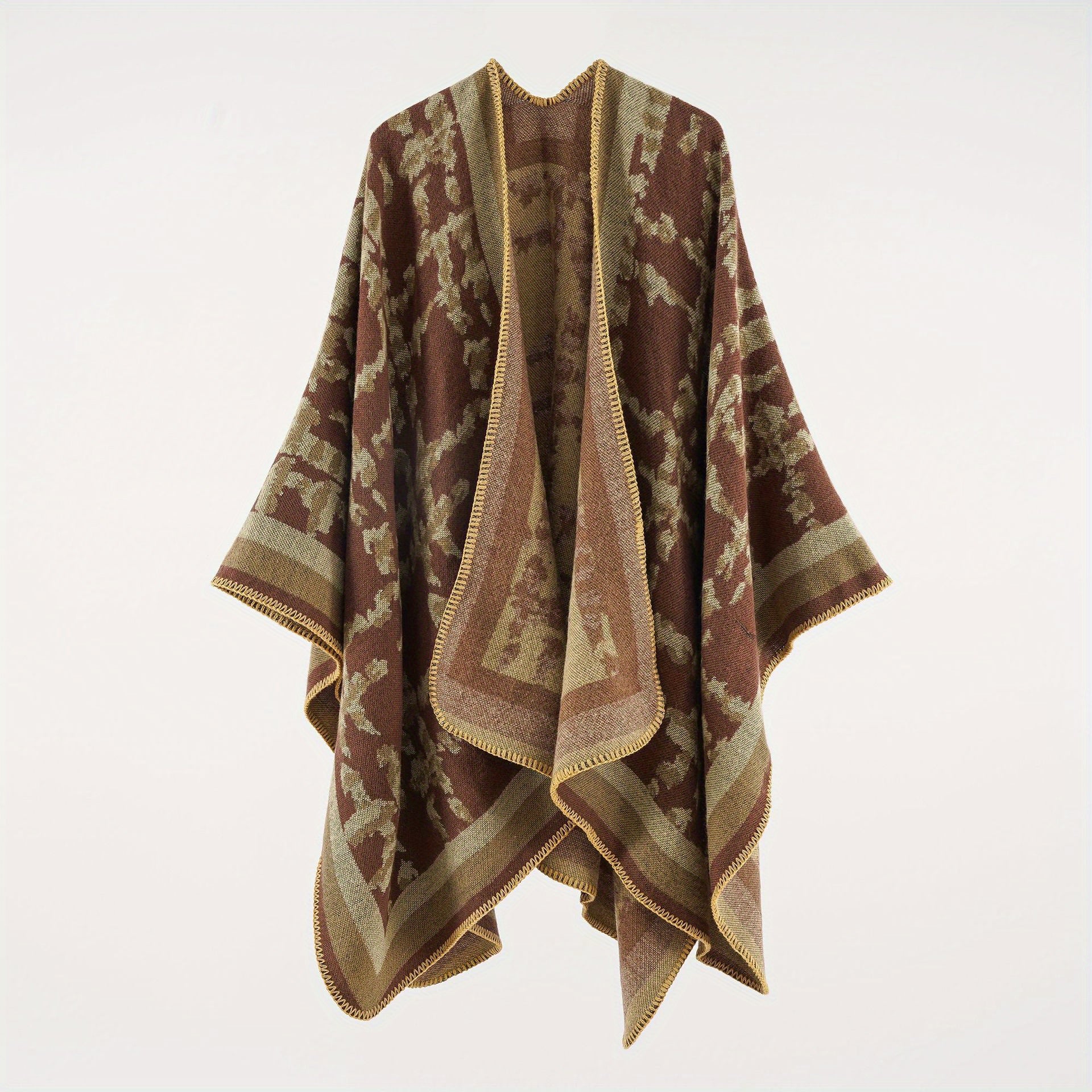 Boho Tie Dye Cashmere Shawl Warm Wrap Windproof Cardigan