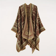 Boho Tie Dye Cashmere Shawl Warm Wrap Windproof Cardigan