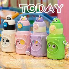 500ml Stainless Steel Water Cup with Straw and Sleeve Strap