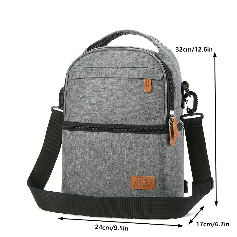 Deluxe Insulated Double Deck Lunch Box Bag for Adults Work Office & Picnics