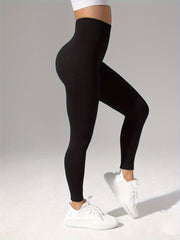 Solid Fitness Sports Leggings High Stretch Slim Fit Workout Pants
