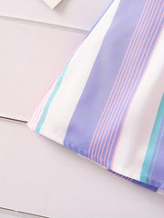 Toddler Girls Striped Sleeveless Belted Princess Dress for Party Beach Vacation