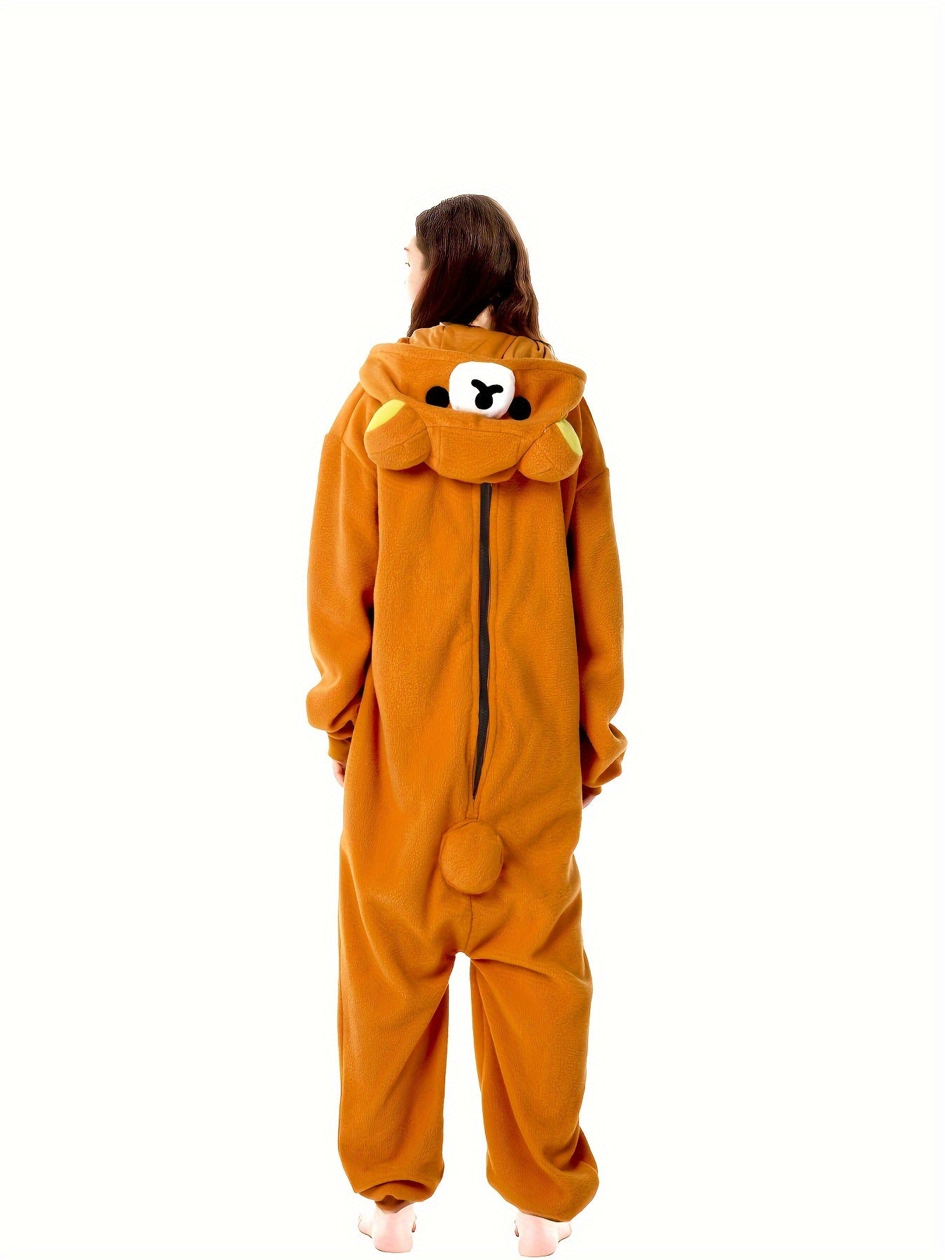 Women's Plus Size Cartoon Animal Plush Hooded Onesie Costume