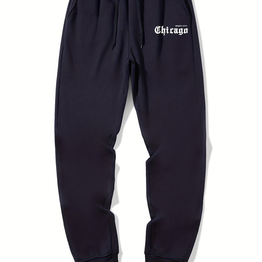 Chicago Letter Print Casual Joggers Men's Sweatpants