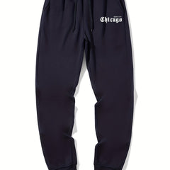 Chicago Letter Print Casual Joggers Men's Sweatpants