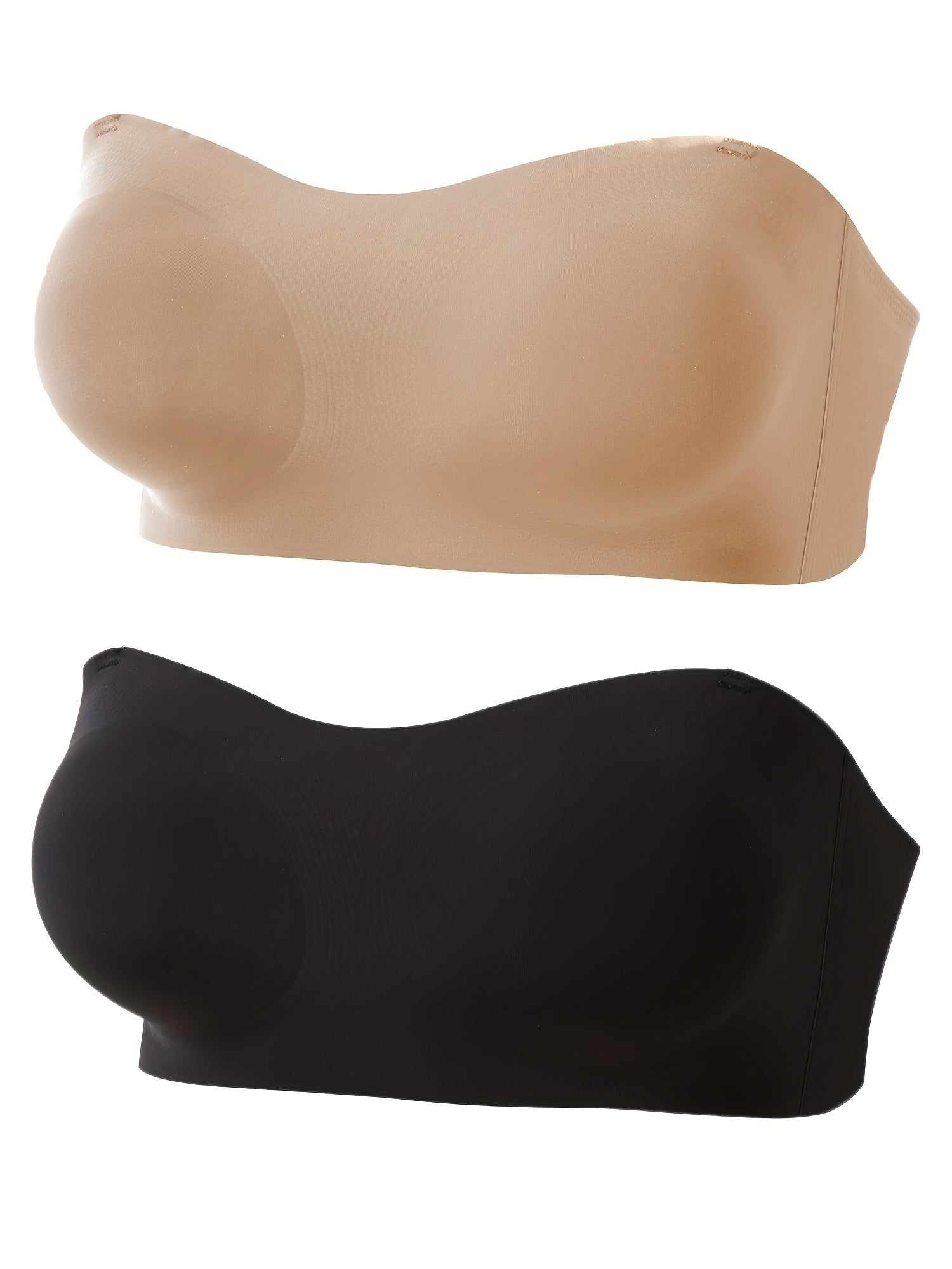 2 Pack Seamless Bandeau Bras for Women Plus Size, No Slip Ultra Soft Lightweight